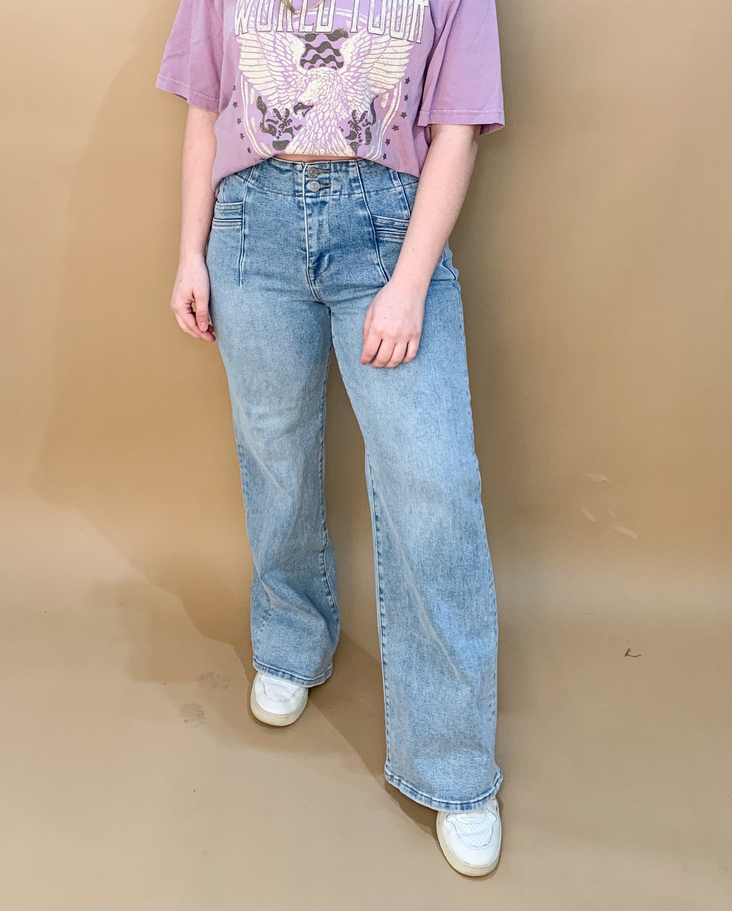Rocker High Waist Wide Leg Jeans, Mica