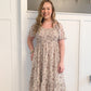 Lennon Floral Tea Length Dress, Whisper Gray