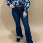 Judy Blue Angled Side Seam Detail Flare Jean, Dark Wash