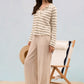Sophie Metal Eyelet Striped Raglan Sleeve Knit Top, Olive