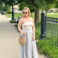 Milan Striped Linen Maxi Skirt, Blue