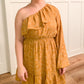 Gemma Boho One Shoulder Ruffled Mini Dress, Mustard
