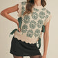 Helena Mock Neck Floral Sweater Vest, Hunter Green