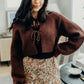 Aria Bow Front Crop Sweater, Foxy Brown