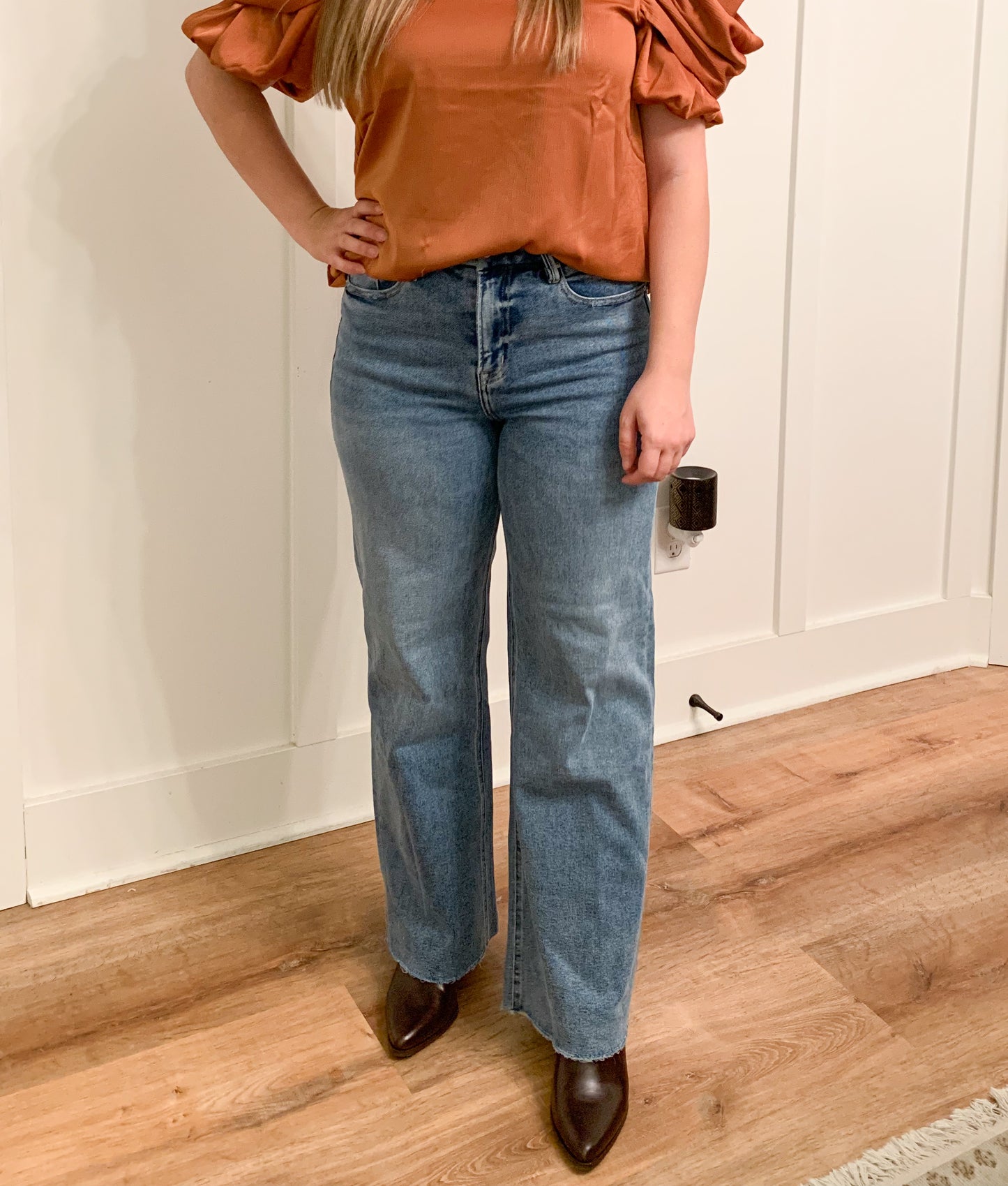 Lover Stretchy Super High Rise Wide Leg Jeans, Mica Denim
