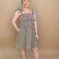 Kinley Gingham Smocked Dress, Black/Tan