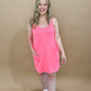 Neon Nights Active Mini Dress w/ Built In Romper, Neon Pink