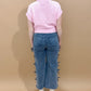 Gracie Wide Leg Crop Denim with Bow Detail