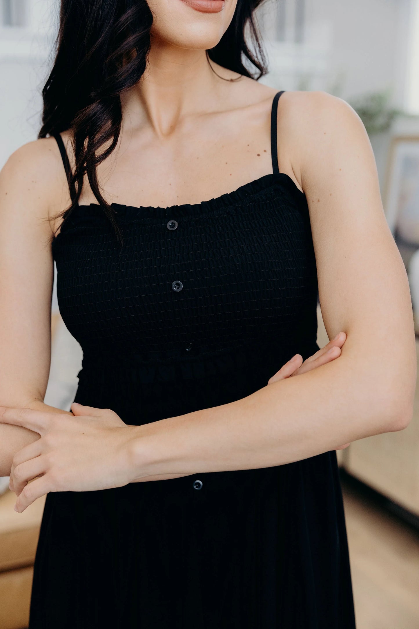 The Jones Tiered Tank Midi Dress, Black