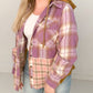 Nila Flannel Hoodie Button Up, Lavender/Mustard