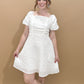 Lila Textured Square Neck Cinched Bust Dress, White