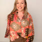 Fall Sunset Pattern Mix Top, Rust
