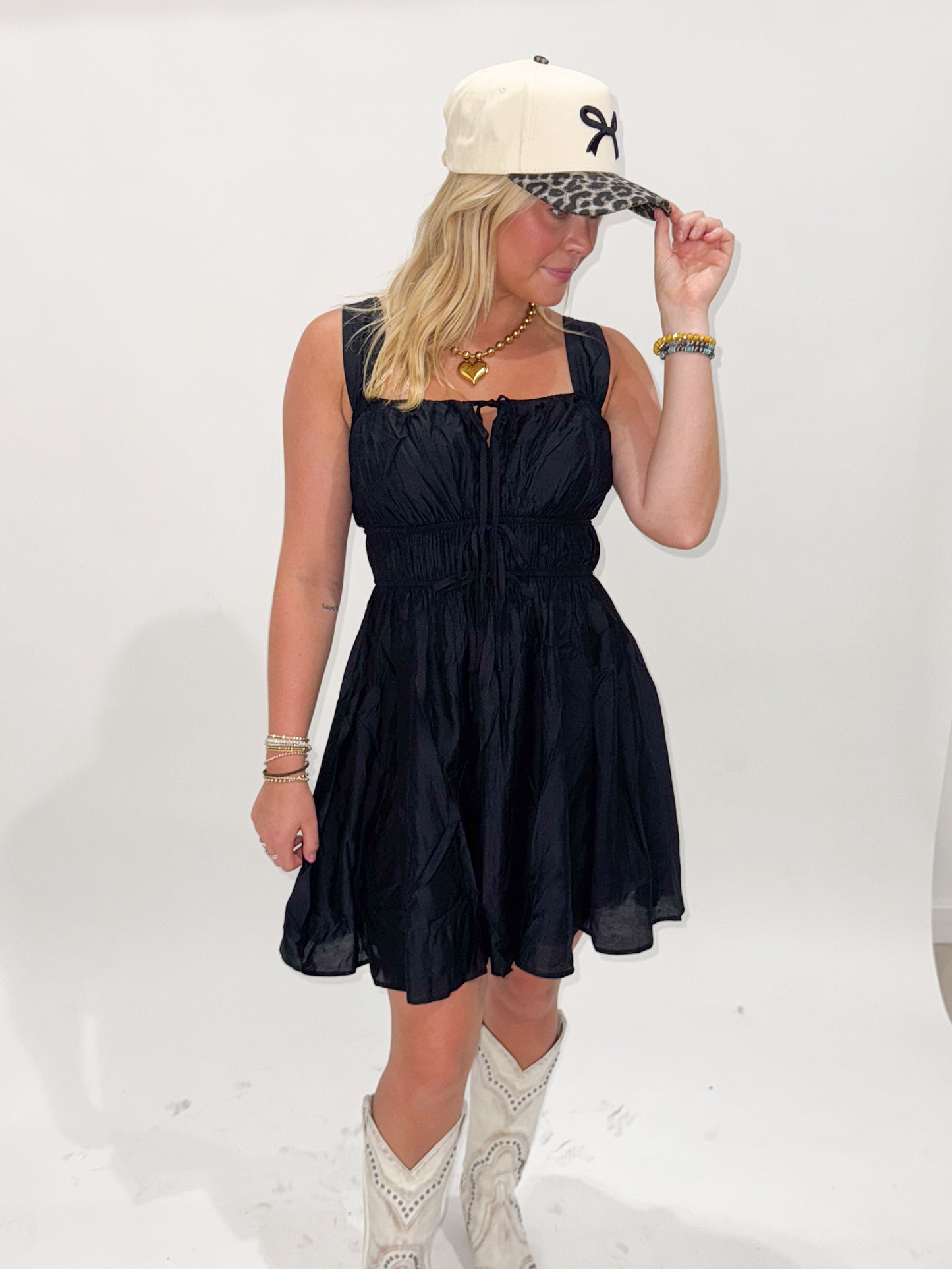 Kennedi Mini Tank Sleeve Dress, Black