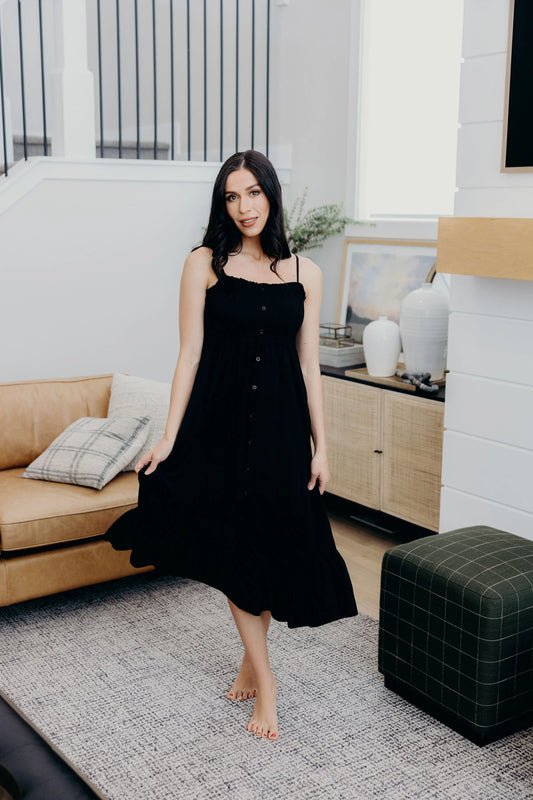 The Jones Tiered Tank Midi Dress, Black