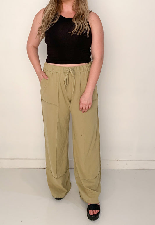 Libby Exposed Seam Wide Leg Lounge Pants, Sage