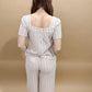 Zena Striped Gauze Flowy Cropped Leg Pants, Amber (matching set)