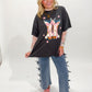 Bryleigh Puff Print Girly Cowboy Boots Oversized Graphic Tee, Black