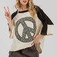 Sylvi Peace Sign Appliqué Boxy Tee, Ivory / Black
