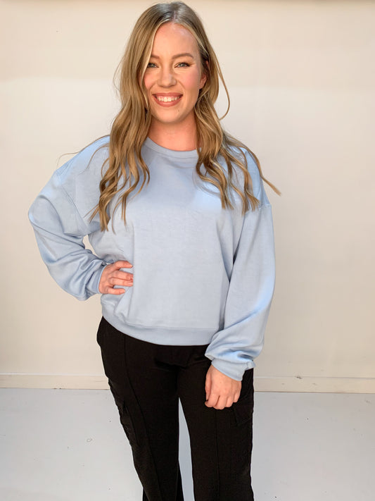 Lux Crewneck Sweatshirt, Spring Blue