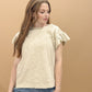 Dusti Wing Sleeve Cotton Slub Mineral Wash Knit Top, Khaki