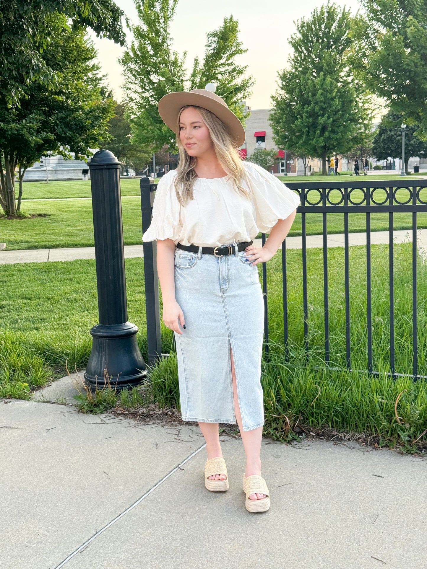 Marjorie Linen Blend Blouse, Cream