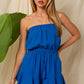 Yuli Ruffled Bottom Linen Tube Romper, Royal Blue