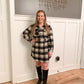 Danica Flannel Belted Mini Dress, Black