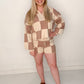 Lounge it Out Checkered Shorts, Cream/Taupe