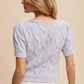 Helen Textured Puff Sleeve Knit Top, Satin Blue