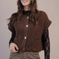 Amelia Oversized Button Down Knit Sweater Vest, Brown