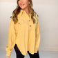 Madeline French Terry Oversized Half Button Pullover, Dusty Yellow