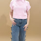 Gracie Wide Leg Crop Denim with Bow Detail