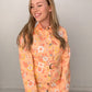 Sam Groovy Floral Print Button Up Mini Dress with Belt, Orange Multi