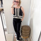 Mindi Black and Cream Linen Pants