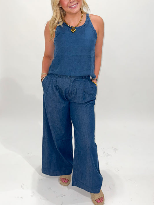 Mae Chambray Wide Leg Pants