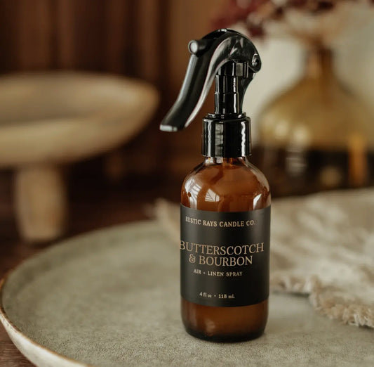 Butterscotch & Bourbon Linen + Room Spray, Rustic Ray’s Candle Co.