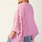 Myra Embroidered Patchwork Peace Sign Poncho, Dusty Rose