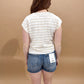 Sedona Striped Crewneck Short Sleeve Sweater, Ivory/Taupe