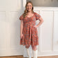 Jae Paisley Pattern Sweetheart Neckline Dress, Coral