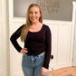 Leigha Scoop Neck Basic Long Sleeve, Black
