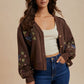 Roan Butterfly Embroidered Cardigan, Chestnut