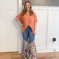Neva Knitted Oversized Sweater Top, Orange