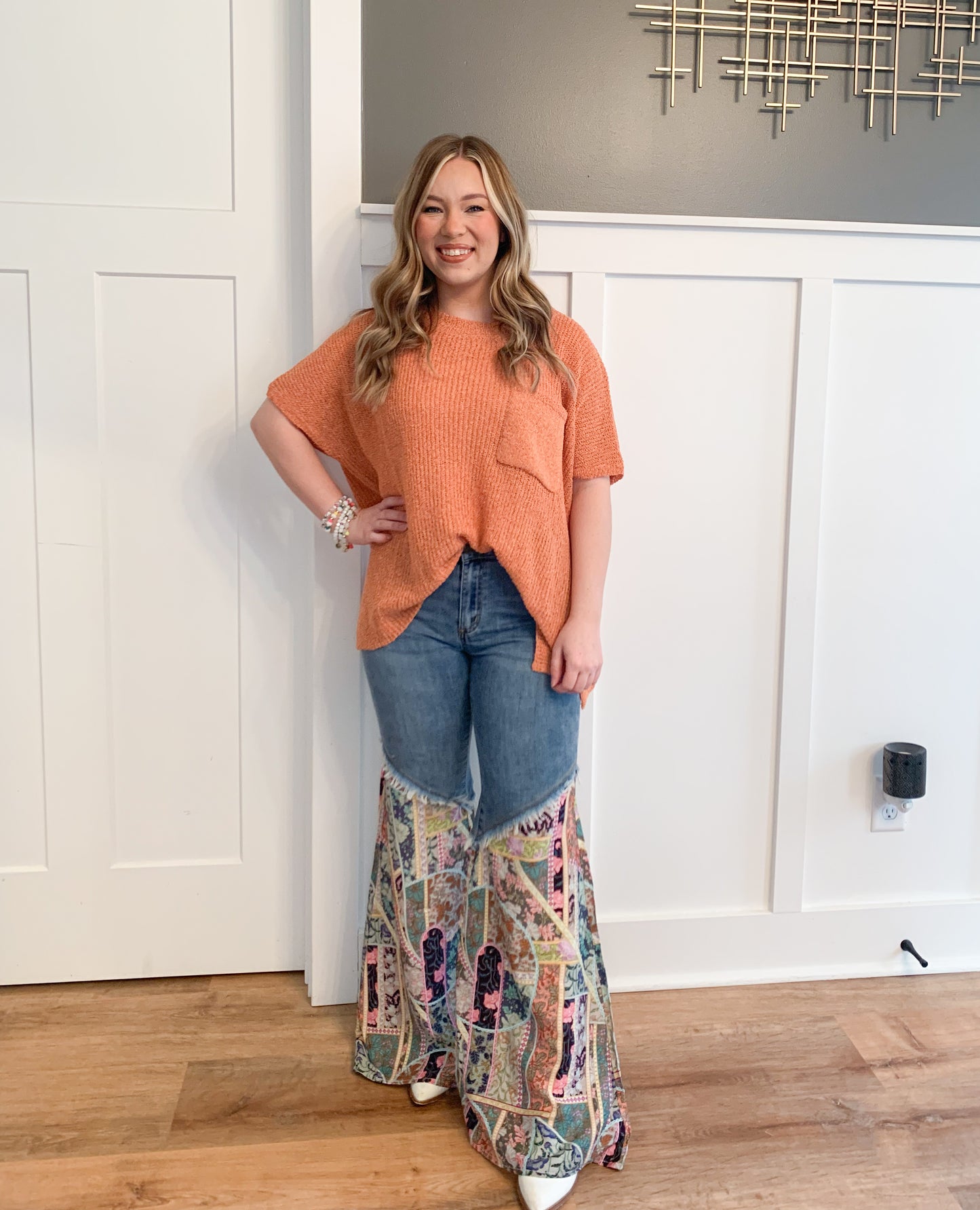 Neva Knitted Oversized Sweater Top, Orange