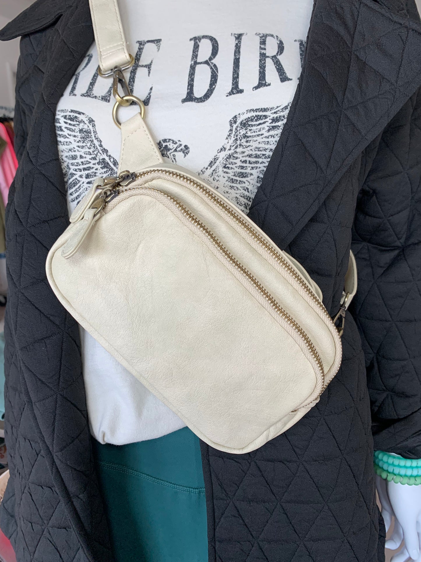 Kylie Double Zip Sling/Belt Bag, Linen