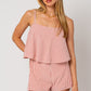 Gloria Sleeveless Ruffle Stripe Romper, Cream/Red