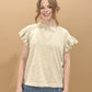 Dusti Wing Sleeve Cotton Slub Mineral Wash Knit Top, Khaki