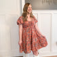 Jae Paisley Pattern Sweetheart Neckline Dress, Coral