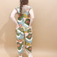 Livi Retro Floral Printed Twill Overalls, Olive / Camel