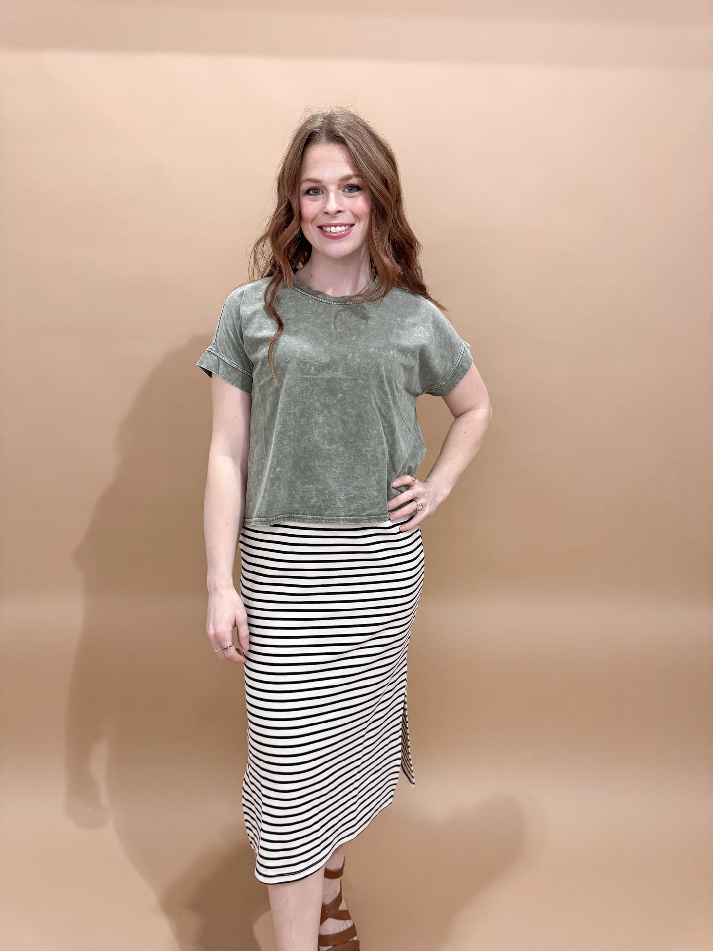 Quincy Stripe Sleeveless Side Slit Tank Maxi Dress, Ivory / Black