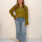 Groovin' Long Sleeve Double Layer Top, Olive